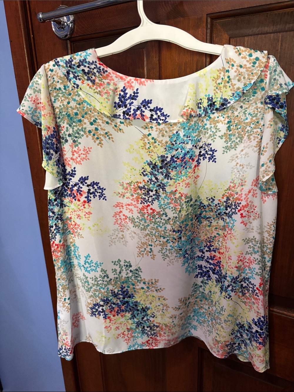 Floral Ruffle One-Shoulder Top in Multi-Color - Picture 4 of 6